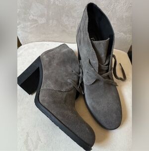 Franco Sarto Gray Suede Heeled Boots NWOB 8